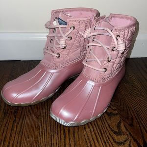 Girl Sperry Duck Boots pink Pearl color